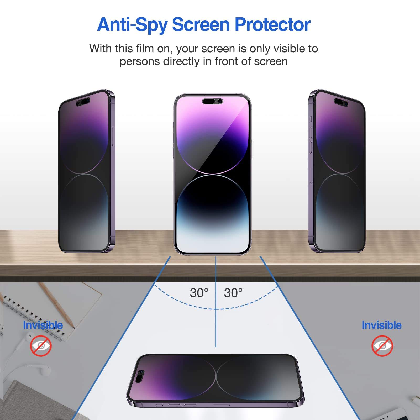 iPhone Panzerglas mit Montierungshilfe privacy
